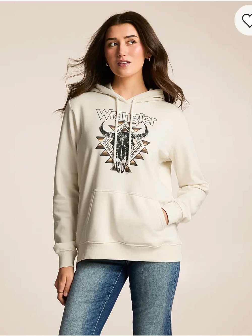 Wrangler Steer Hooded Sweatshirt Vintage White